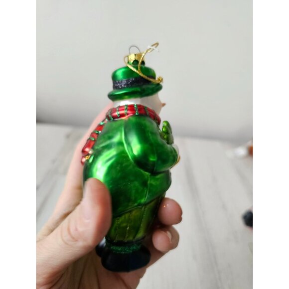 Glass snowman harp ornament three-leaf clover St Patrick's Day Xmas tree - Picture 5 of 8